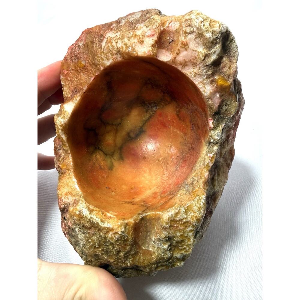 Vintage MCM Mid Century Modern Alabaster Marble Hand Carved Ashtray Italy